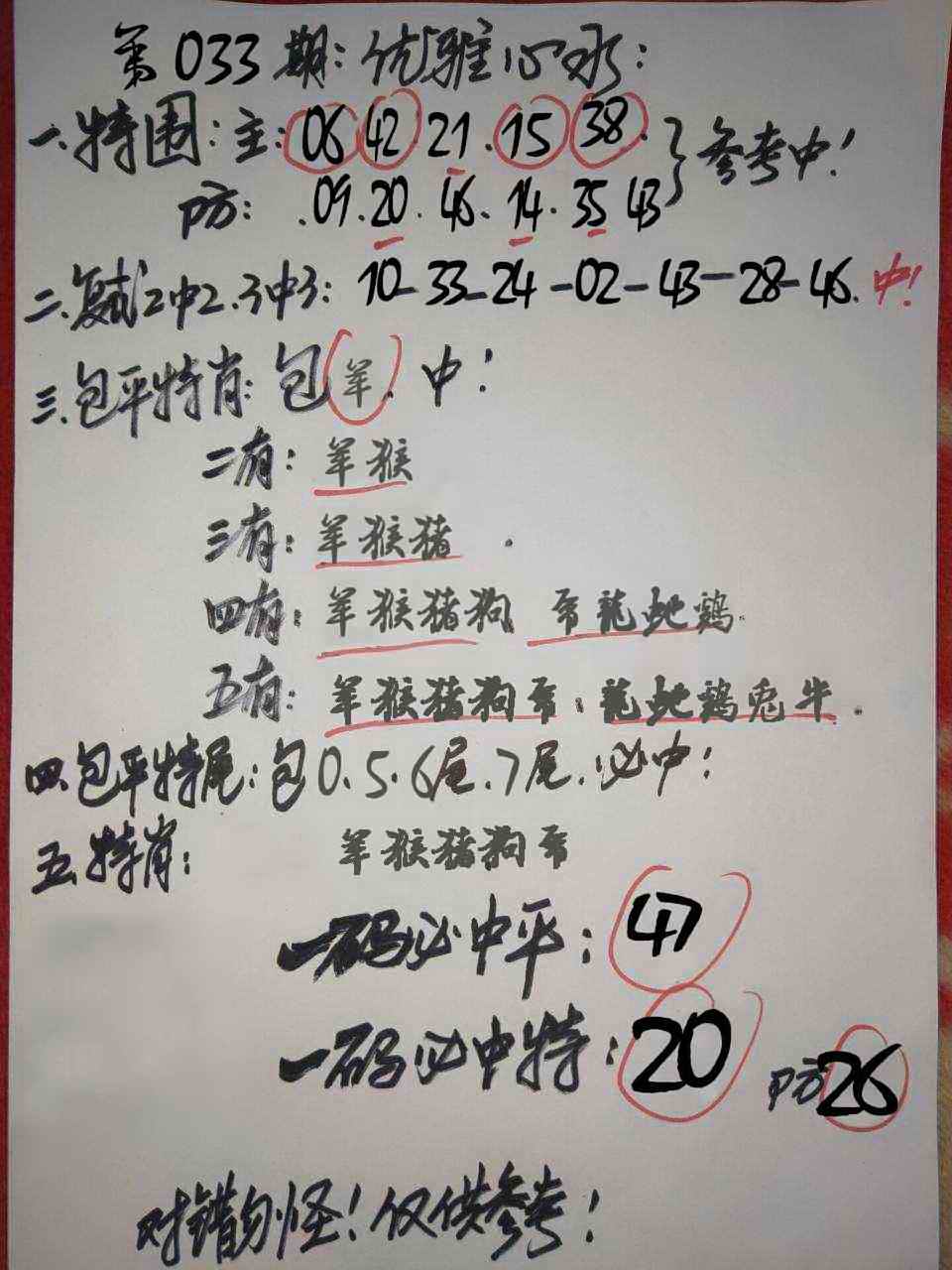 033期优雅心水[图]